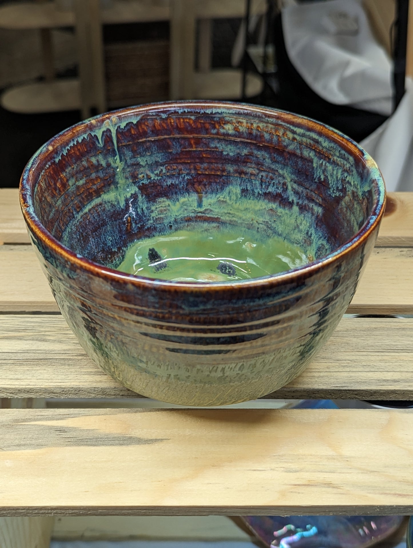 Bowl - green and maroon, large
